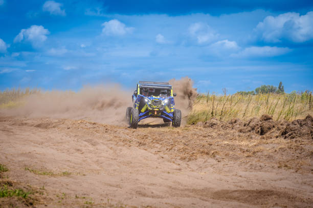 istock Amazing view on sandy active UTV. Extreme ride on 4x4 1846686006
