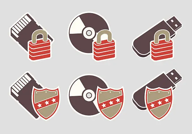 Vector illustration of Storage Media Protection Icons