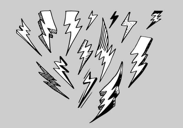 istock set of hand drawn vector doodle electric lightning bolt symbol sketch illustrations. thunder symbol doodle icon . 1846700507