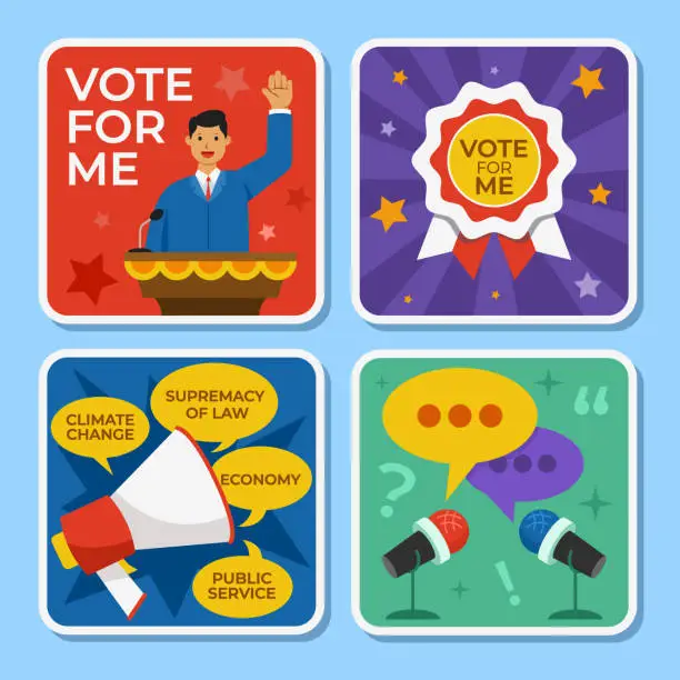 Vector illustration of Election Campaign Activity Element Sticker
