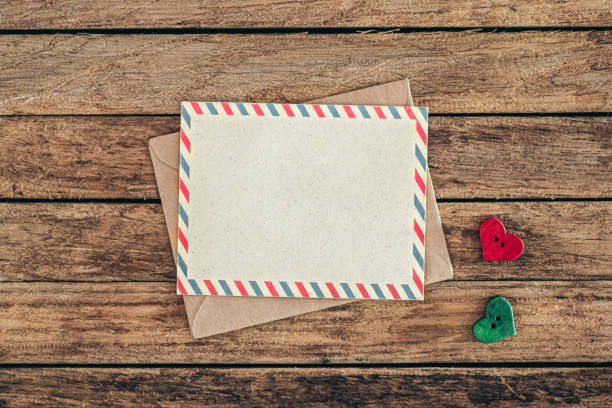 istock Blank postcard on wooden background, top view, copy space. 1846748441