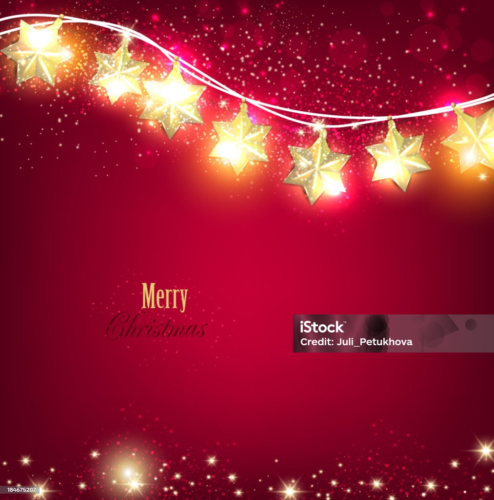 Fundo vermelho de Natal com guirlanda luminoso. - Vetor de Abstrato royalty-free