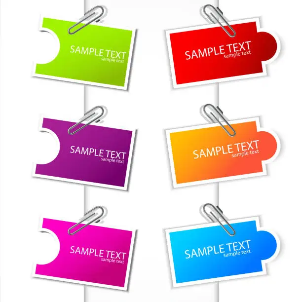 Vector illustration of Colorful paper card with clip