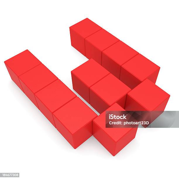 Letter W Cubic Red Stock Photo - Download Image Now - Alphabet, Arranging, Block Shape