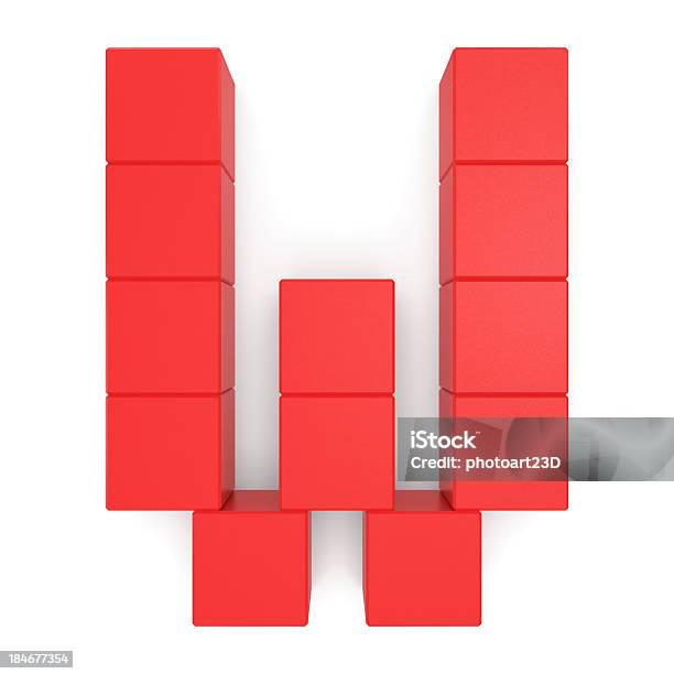 Letter W Cubic Red Stock Photo - Download Image Now - Alphabet, Arranging, Block Shape