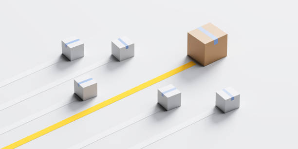 istock Top view of parcels moving, fast delivery service concept 1846774525