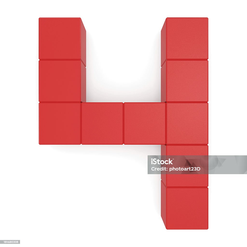 Numéro 4 cubes rouge - Photo de Affichage digital libre de droits
