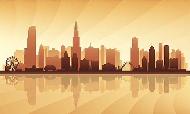 Chicago city skyline detailed silhouette Chicago city skyline detailed silhouette. Vector illustration chicago skyline stock illustrations