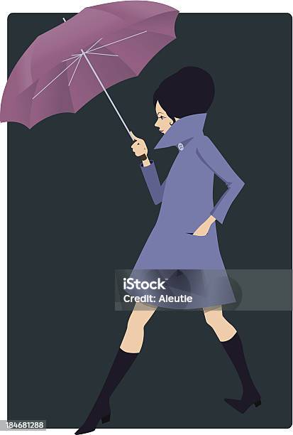 Jeune Femme Avec Un Parapluie Vecteurs libres de droits et plus d'images vectorielles de A la mode - A la mode, Adulte, Automne