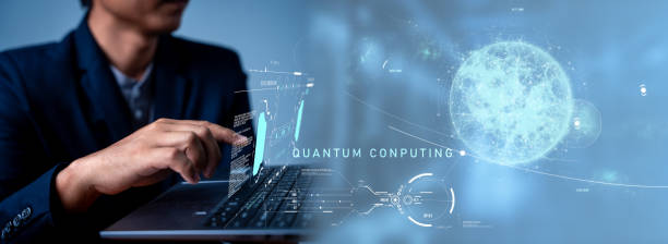 istock Businessman used computuer with virtual screen of network server big data, Up to speed and accuracy of processing. Quantum Computer for Industry 4.0 and smart robot business or AI 1846815663