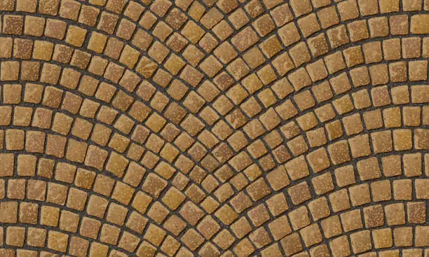 Vector illustration of Ochre cobblestones seamless curved pattern