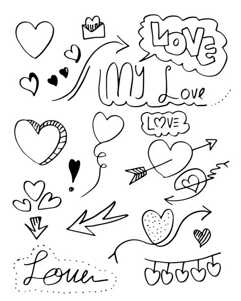 istock Set of love. Hand drawing. Doodle style. for your design. 1846828444