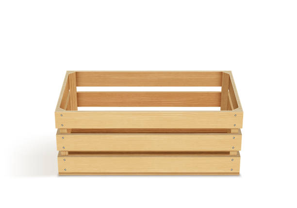 istock Vector realistic cargo storage wooden box isolated on white background. Wooden fruit box with holes. Box for storage and transportation of food 1846836551