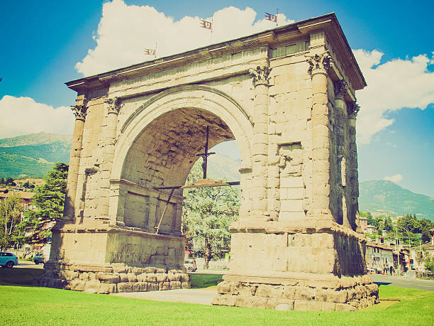 istock Retro look Arch of August Aosta 184684235