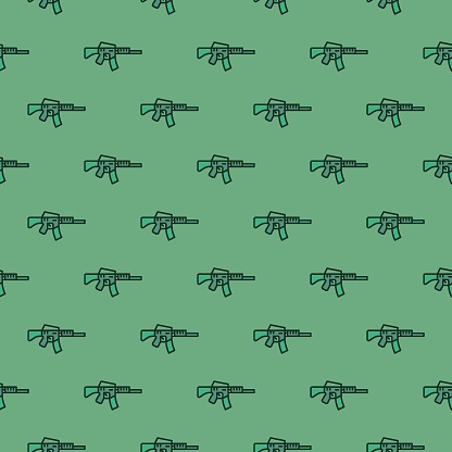 Simplistic Rifle Wallpaper Assault Rifle Vector Concept Colored Seamless Pattern Automatic Rifle ...