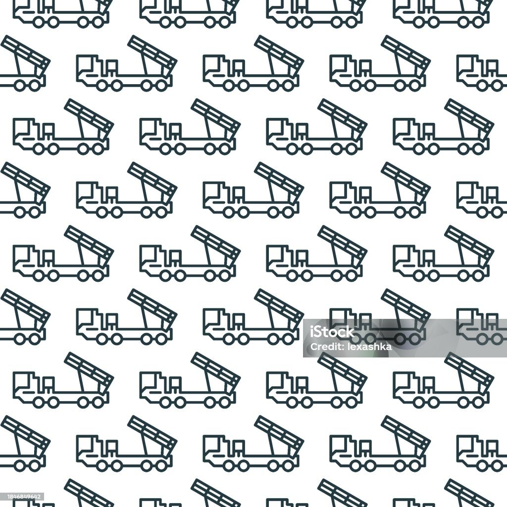 Multiple Rocket Launcher Vector Multiple Launch Rocket System Vehicle Vector Concept Line Seamless ...