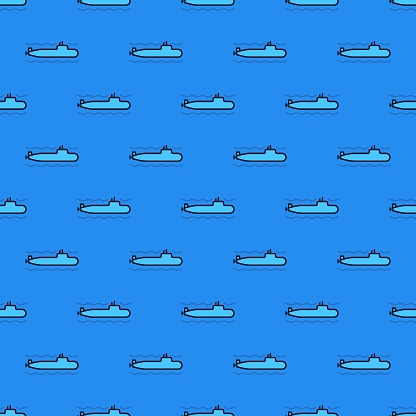 Submarine vector War concept colored seamless pattern