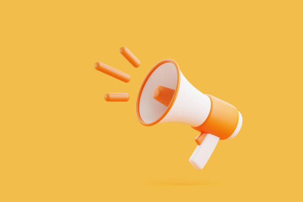 istock Cartoon megaphone on orange background 1846864801