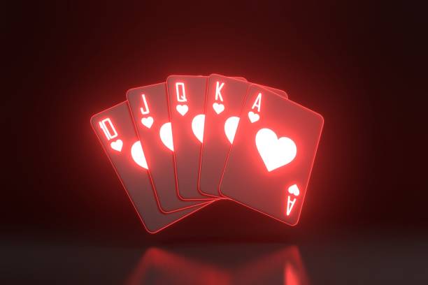 istock Playing cards with futuristic neon red lights on a black background 1846867089