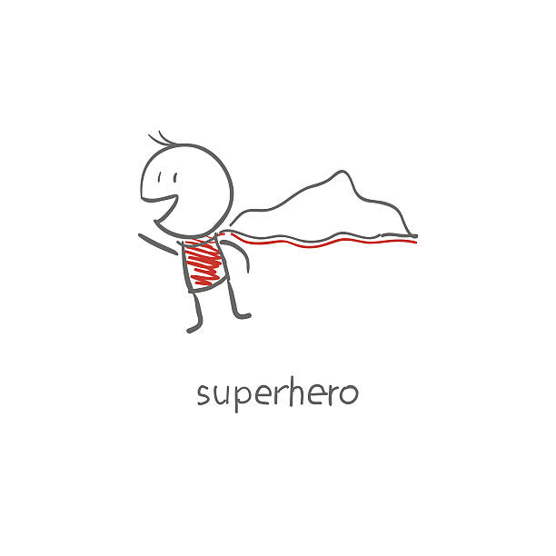 Superhero flying. vector art illustration