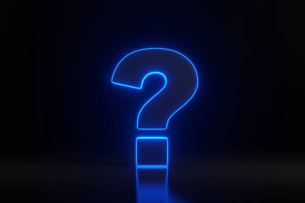 istock Question mark with bright glowing futuristic blue neon lights on black background 1846870529