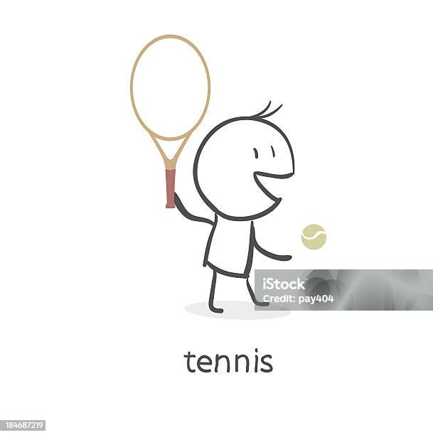 Игрок В Теннис — стоковая векторная графика и другие изображения на тему Атлетизм - Атлетизм, Векторная графика, Взрослый
