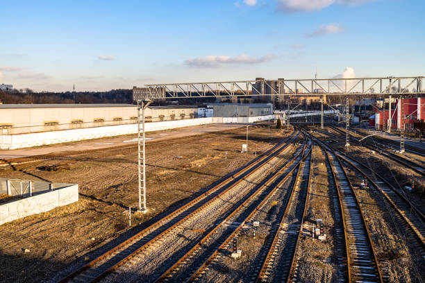 istock railway siding illuminated by sunset sun in autumn 1846880286