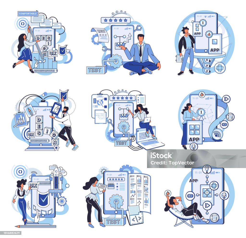 Application Testing Metaphor Vector Software Testing Gatekeeper ...