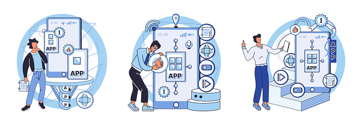 Application Testing Metaphor Vector Software Testing Debugging Process ...