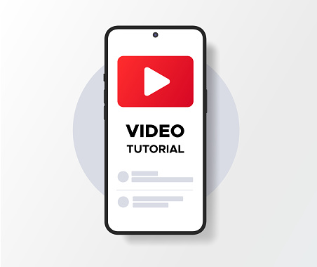Video tutorial phone mockup realistic design template