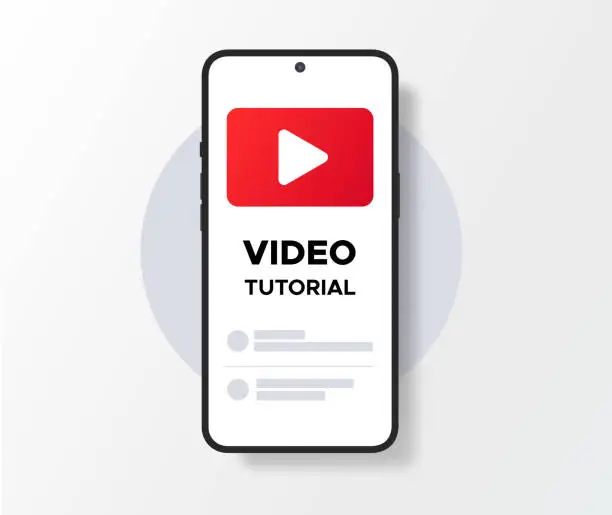 Vector illustration of Video tutorial phone mockup design