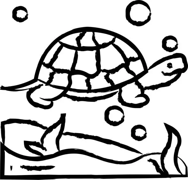 Vector illustration of Turtle hand drawn vector illustration