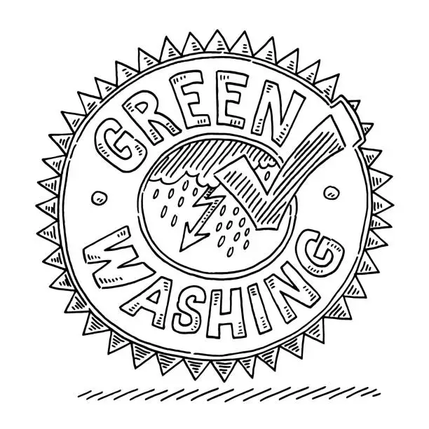 Vector illustration of Greenwashing Label Drawing