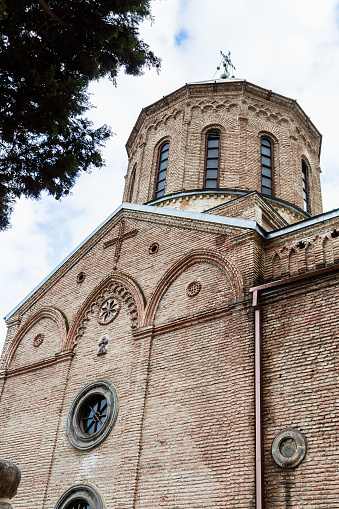 travel to Georgia - edifice of St David's Church on Mount Mtatsminda in Tbilisi city on autumn day