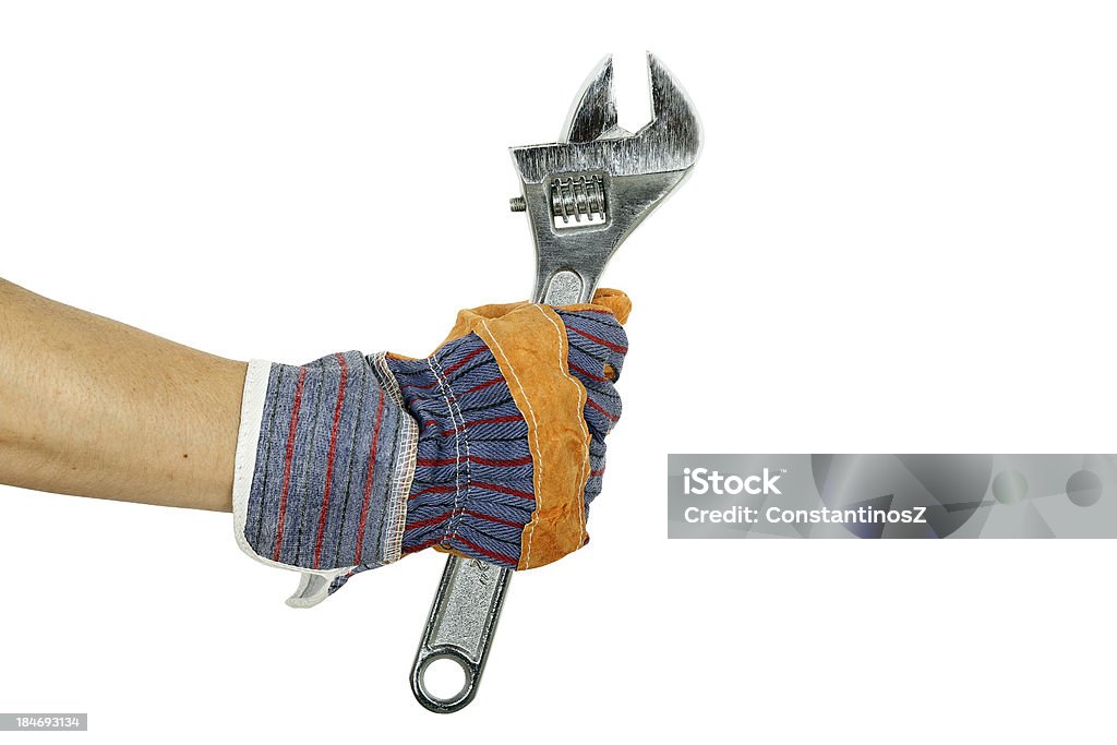 Mão com a chave inglesa - Royalty-free Empreiteiro de Reparações Foto de stock