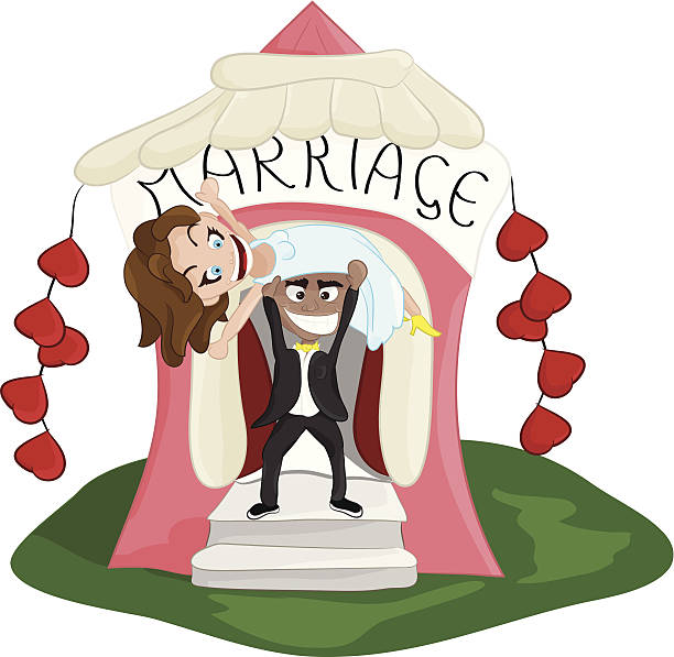 Happy marriage vector art illustration