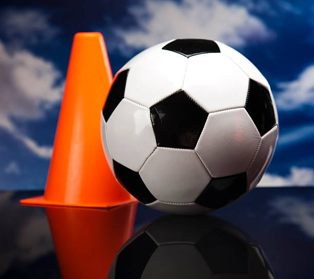 istock Black and white soccer ball 184693951
