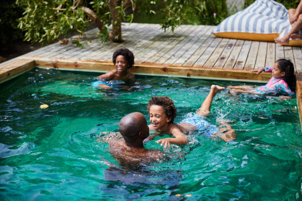 istock Dad and his kids playing in a swimming pool in summer 1846939990