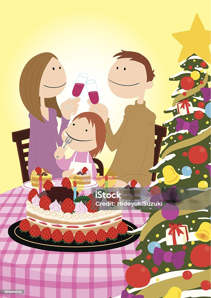 Family_christmascake - arte vettoriale royalty-free di Bambino