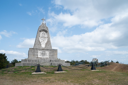 The monument of the Russian emperor Alexander II on Shipka Peak in Bulgaria