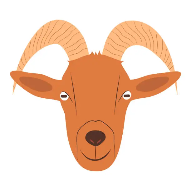 Vector illustration of Goat head in flat design