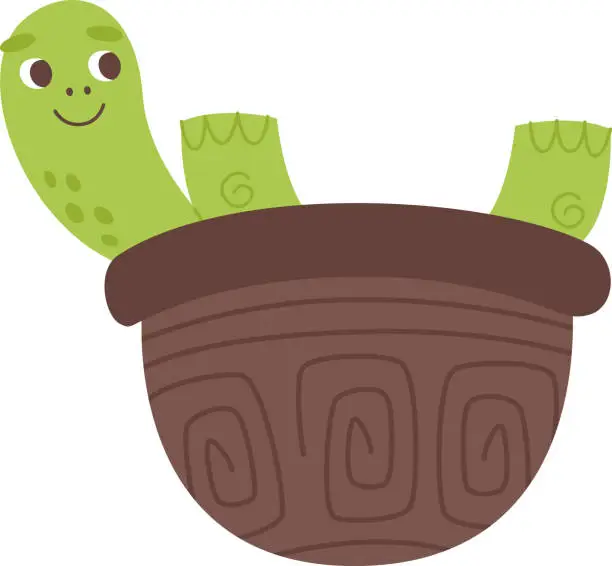 Vector illustration of 606_elements_cartoon_cute_turtles_happy_funny