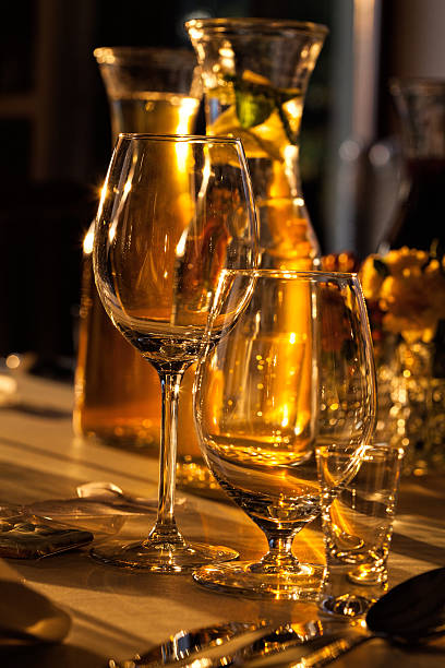 Banquet table with drinks