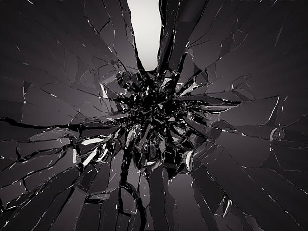 istock Pieces of Broken Shattered black glass 184701635