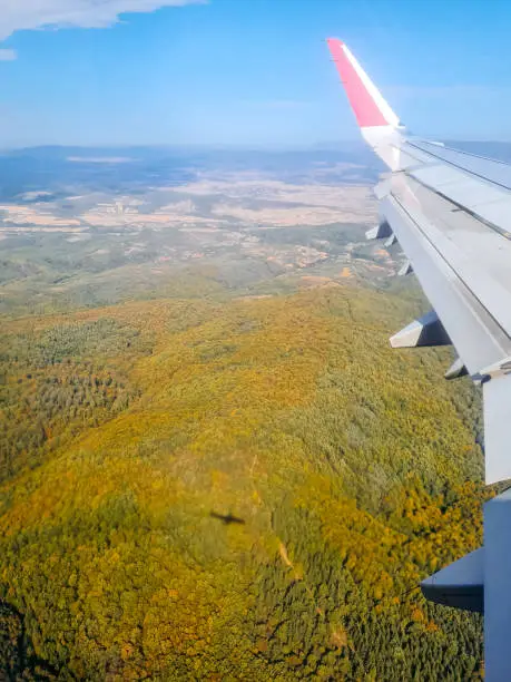 Photo of View Of Green Hills In Serbia From The Airplane Window Mid-Air