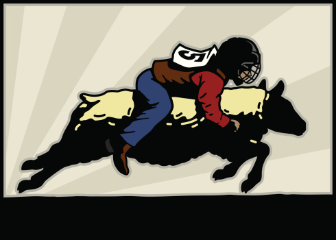Illustration of a kid riding a sheep. File is organized into layers for easy modifications and download includes: PDF, EPS, JPG formats.