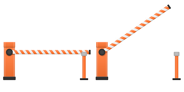 Open, closed parking car barrier Vector illustration. Eps 10.