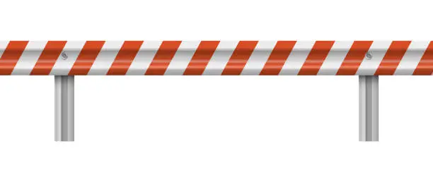 Vector illustration of Guard rail road fence steel barrier. Metallic road barrier fence. Vector illustration.