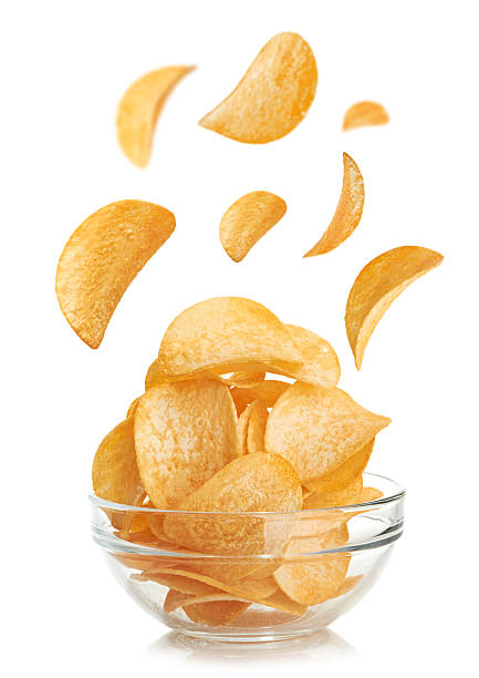 istock Bowl of potato chips  isolated on white background 184706259