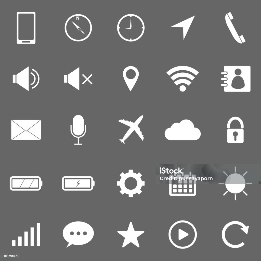 Telefono cellulare icone su sfondo grigio - arte vettoriale royalty-free di Ambientazione